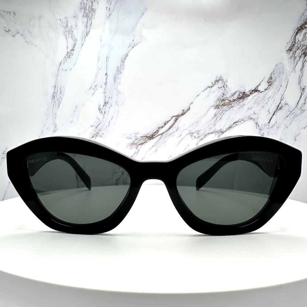 New PRADA Sunglasses Black Butterfly Cat Eye Logo Symbole Logo New - Picture 2 of 16
